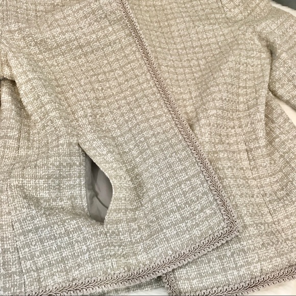 Karen Scott Tweed Blazer Jacket Open Front - Ivory - Picture 4 of 6